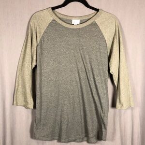 Lularoe Randy - 2 Tone Green 3/4 Sleeve Raglan Tee - Unisex - Sz L
